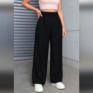 Rewash Crepe Knit Wide Leg Pants XLARGE Black